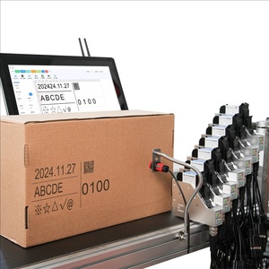 Impresora de código de barras de inyección de tinta térmica portátil para máquina de codificación de fecha de caducidad, función de empalme sin costuras con 1-8 cabezales de impresión
