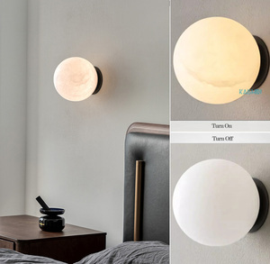 İç işık oturma odası ev dekor mermer duvar gece lambası aydınlatma armatürleri Loft lüks Alabaster topu duvar fener lamba - Product Image 2