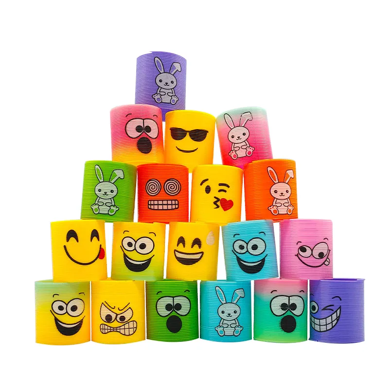 12PCs set 3,5 cm Magic Plastic Colorful Bounce Rainbow Spring Circle Divertido juguete clásico para niños