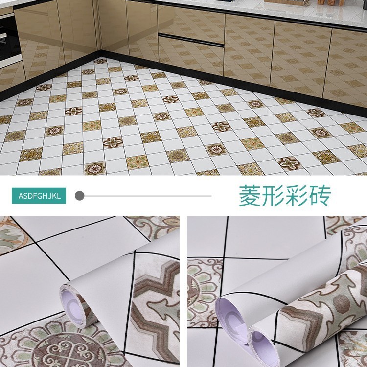 Carrelage de sol en forme de diamant, brique colorée