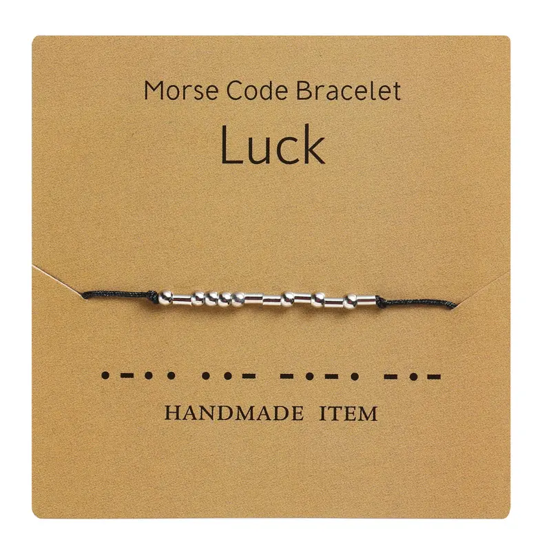Pulsera alfanumérica con código Morse para hombre y mujer, brazalete de la suerte, código Morse, el más vendido