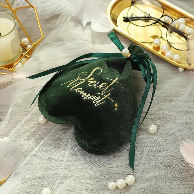 Hot sale gold velvet drawstring bag wedding gift packaging bag festive celebration chocolate candy cosmetics storage bag