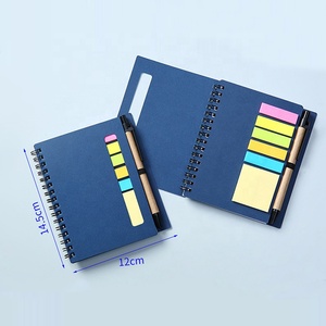 Material de papel Kraft de cubierta suave ecológico, tamaño A6, Bloc de notas en espiral, cuadernos de bobina con bolígrafo, notas adhesivas. - Product Image 3