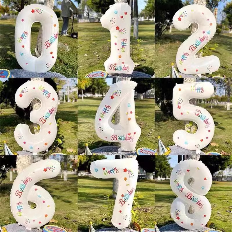 Ballon numérique blanc-0 ballon autocollant