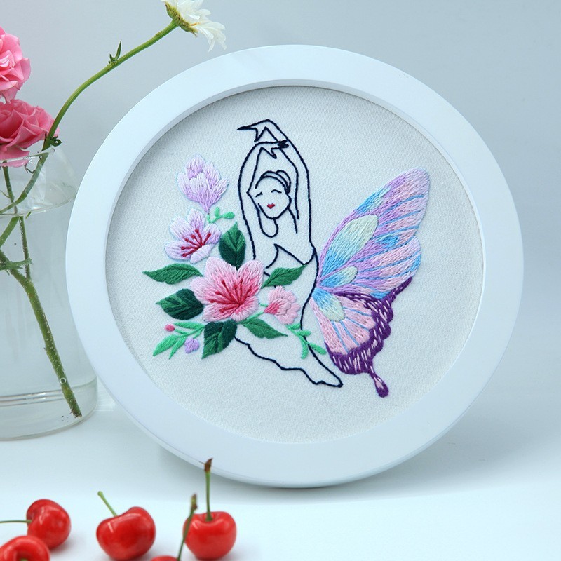 Peinture suspendue fille papillon - qintian