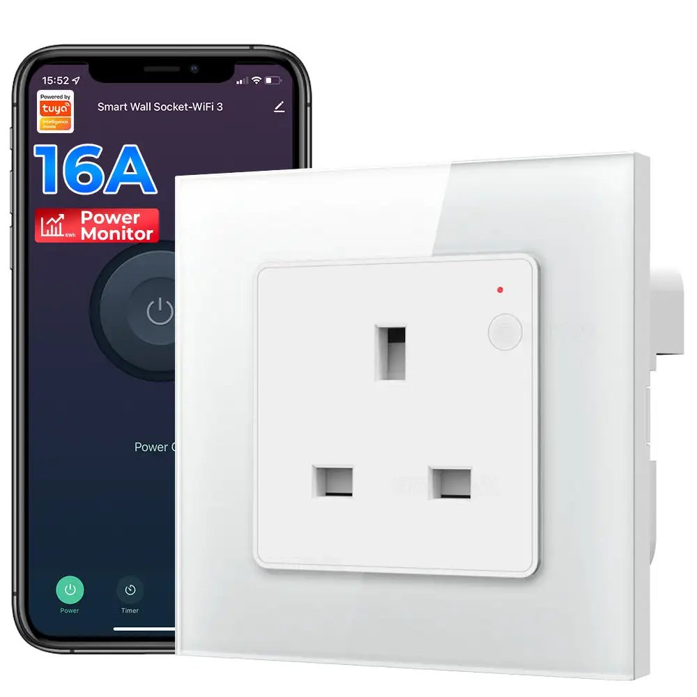 UK Power Monitor Wall Bluetooth 16A Tuya Wifi Socket pour Alexa Google Home Echo Smart Life Tmall