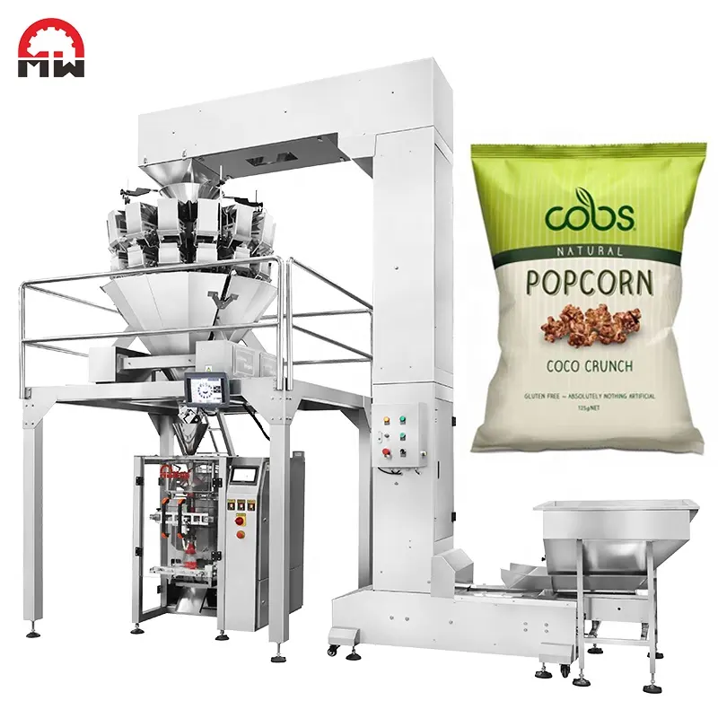 Ensemble complet de balance électronique entièrement automatique de qualité alimentaire pour le pesage de paquets de granules de popcorn Jerky Chips Machine d'emballage de sacs