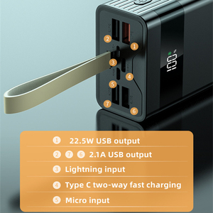 Real Fast Charging 22.5W PD QC3.0 Large Capacity 5 <strong>Output</strong> 3 <strong>Input</strong> LED Portable Charger Powerbank 50000 Mah Power Bank - Product Image 2