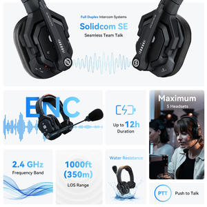 Hollyland Solidcom SE Full Duplex 2.4G ENC Noise Cancellation Wireless <strong>Intercom</strong> Headset <strong>System</strong> 1100ft Team Communication - Product Image 2