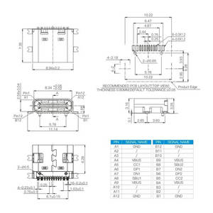 免费样品DIP垂直安装usb-c 24针连接器USB Type-C 16针母连接器端口 - Product Image 2