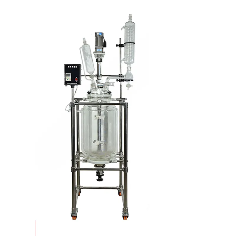 Lab 20 50 100 200L ruota distillazione sotto vuoto rivestito reattore in vetro a doppio strato serbatoio agitato reazione bollitore recipiente