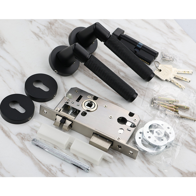 Ensemble de serrure de porte à corps de serrure silencieux noir