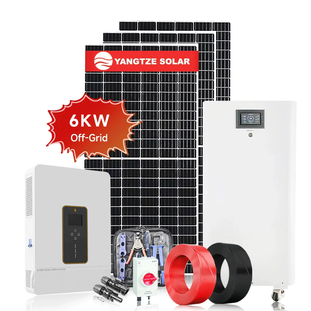 Système solaire en silicium monocristallin 6KW Panneaux solaires à demi-cellules hors réseau à prix compétitif