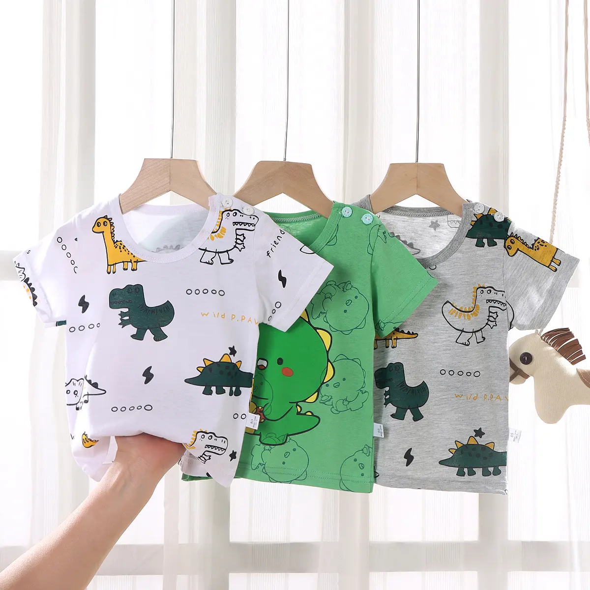 Ropa de verano para niños, Camiseta de algodón con estampado de moda, nuevo estilo, 2022