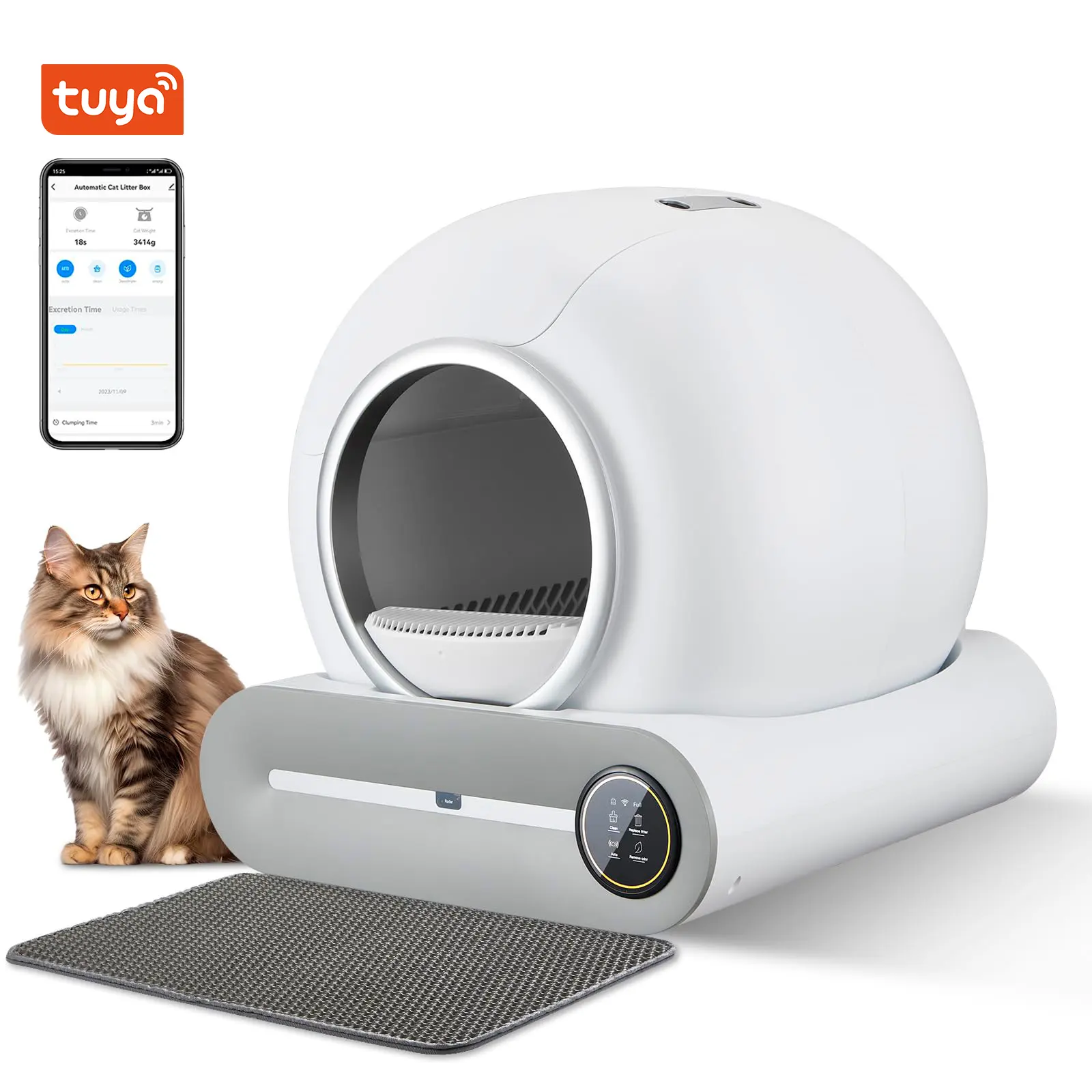 Akıllı kendini temizleme kedi kum kabı Tuya App kontrolü akıllı büyük sessiz kapalı otomatik kedi çöp Robot kutusu tuvalet