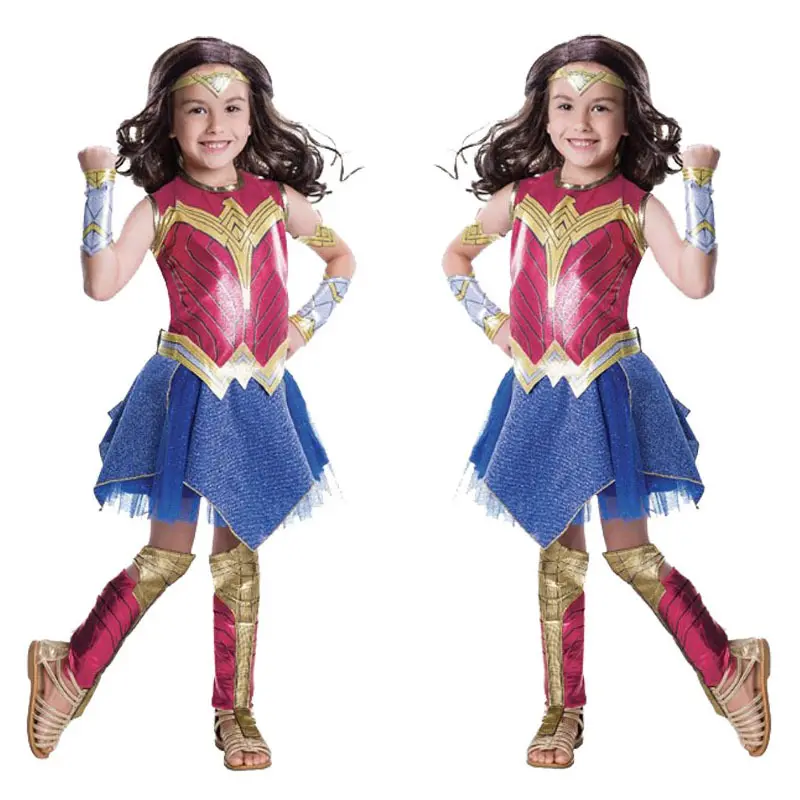 Vestido de superhéroe para niñas, disfraz de Cosplay de fiesta de Halloween para niñas Wonder-Woman, falda de Tv y películas para Pascua