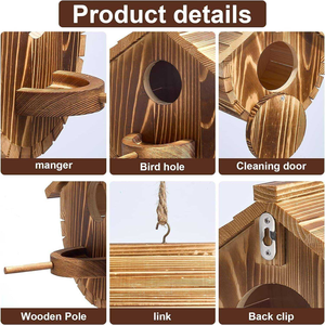 Yeni ürün doğal ahşap kuş evi tek delik çevre dostu Pet House Hung sağlam evcil hayvan kafesi sağlam - Product Image 4