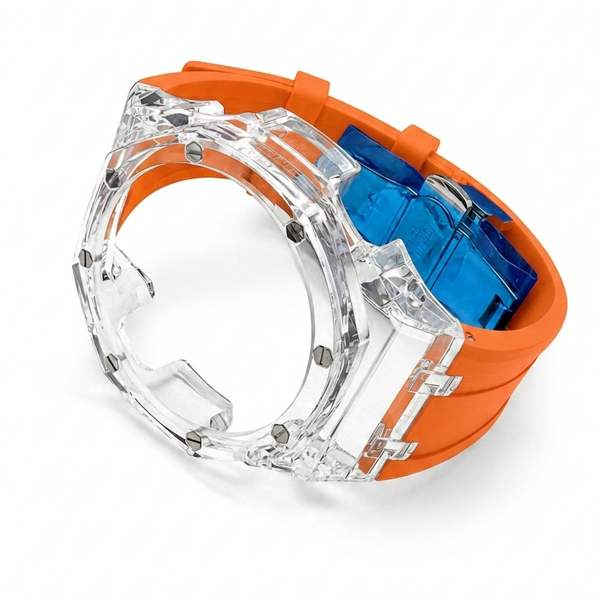 Boitier transparent bracelet orange