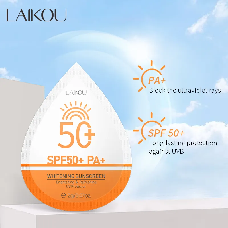 Laikou perawatan kulit spf 50 pelindung UV pemutih harian 2g krim tabir surya tahan air tabir surya