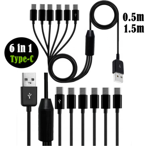 USB 2.0 Type A Male to 6 type-c Male Splitter Y Data Sync and Charge Connector Adapter <strong>Cable</strong> - Product Image 2