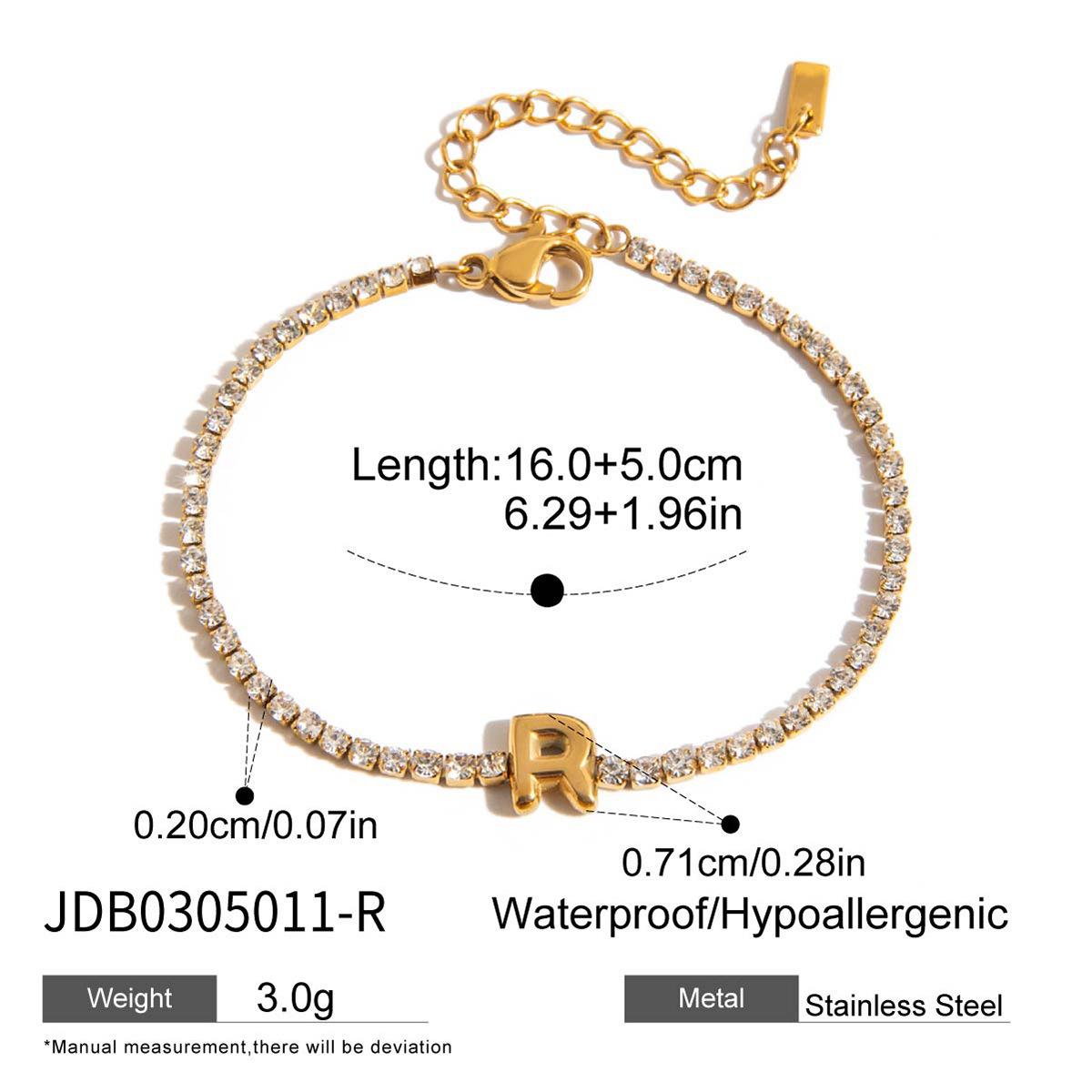 Bracelet Lettre Zircon-R