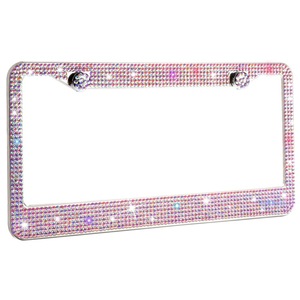 Khung Biển Số Xe Hơi Tiêu Chuẩn Mỹ, Khung Biển Số Xe Hơi Giả Kim Cương Giả Lấp Lánh Bằng Thép Không Gỉ Đính Pha Lê Lấp Lánh 2 Màu - Product Image 5