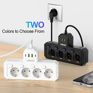 Enchufe de pared multifuncional europeo con interruptor independiente, enchufe estándar, cable de 2M, placa de enchufe USB de múltiples posiciones de 4 orificios y 2 puertos - Product Image 2