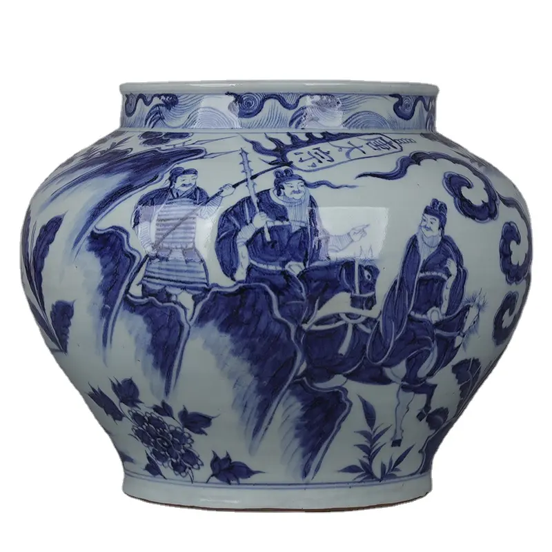 Antique Grande Chinês Pintado À Mão Azul Branco Cerâmica Plantadores Potes Jingdezhen Antique Azul e Branco Porcelana Frascos e Vasos