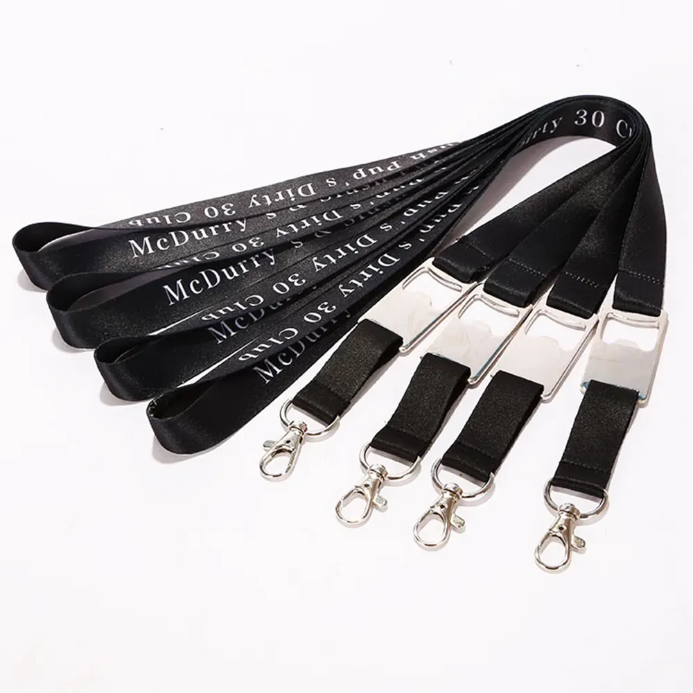 Kunden spezifisches multifunktion ales sublimiertes schwarzes Lanyard mit Flaschenöffner-Lanyard