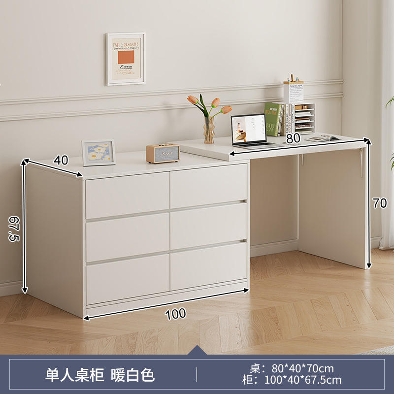 Warm white 80cm table + 100cm six-drawer chest