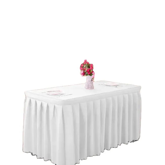 สีขาวที่กำหนดเองโพลีเอสเตอร์ผ้าลินินผ้าปูโต๊ะสำหรับบ้านโรงแรมประชุมพรรคงานแต่งงาน