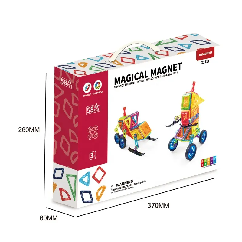 58PCS telha magnética construção blocos conjunto brinquedo educativo Magical brinquedos ímã