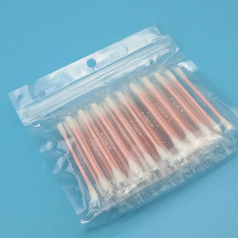 50pcs cá nhân bọc giấy màu hồng Stick đôi đã kết thúc Qtips bông tăm bông Nhà cung cấp