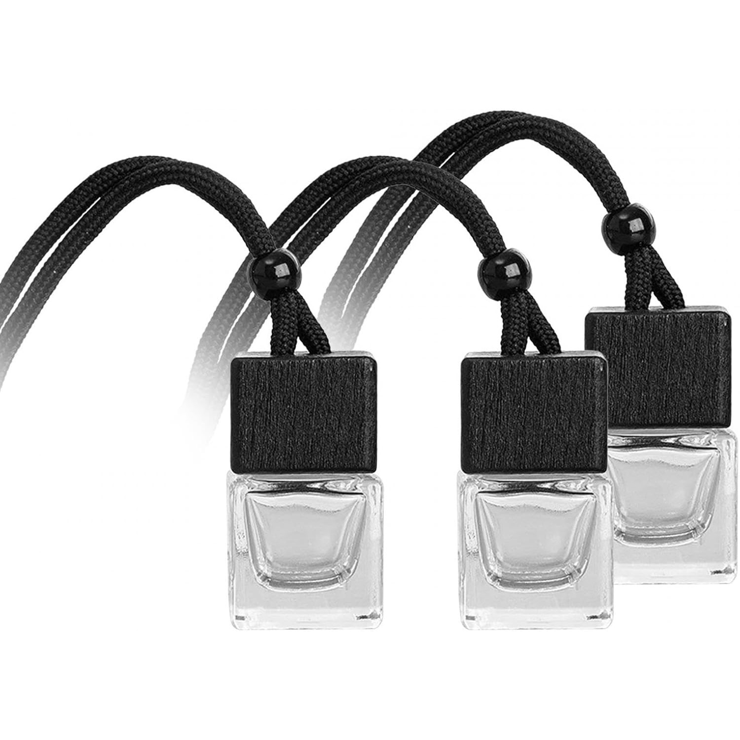 Flacon transparent + bouchon en bois noir
