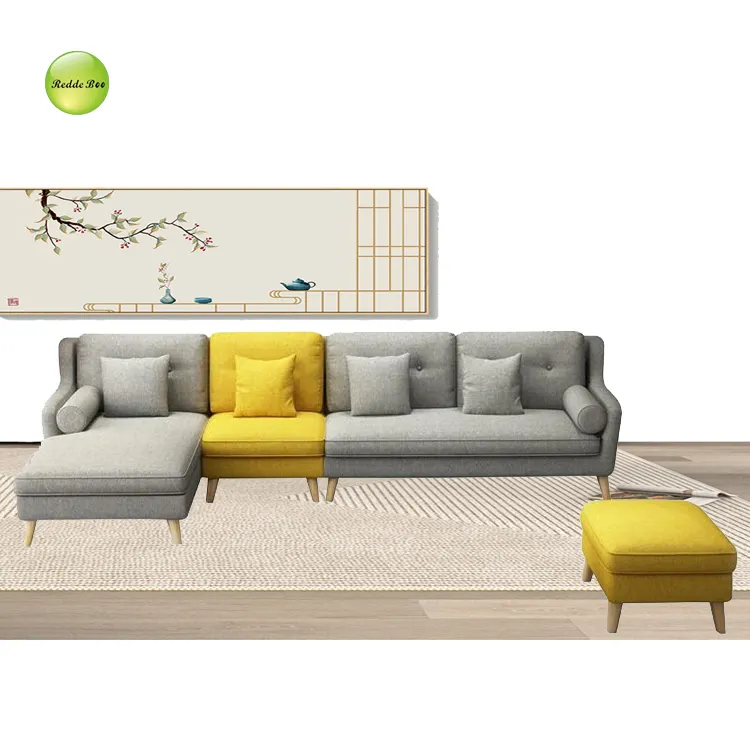 Высококачественный европейский стиль L-образный диван ali baba с оттоманкой от huizhou