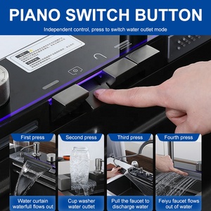 Büyük tek Slot çok fonksiyonlu lavabo Anti-Scratch LED dijital ekran paslanmaz çelik şelale mutfak lavabo fincan yıkayıcı ile - Product Image 6