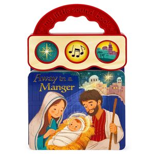 赤ちゃんと幼児のための飼い葉桶のクリスマスサウンドボードブックで離れてイエスの誕生3ボタンクリスチャンサウンドブック - Product Image 1