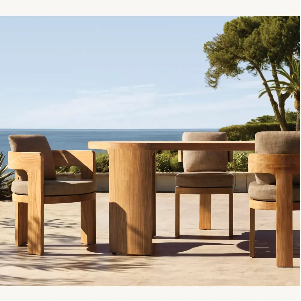 Sassanid Outdoor Midcentury semplicità Design Patio mobili da giardino Hotel di lusso mobili da esterno Set da pranzo in tinta unita Teak
