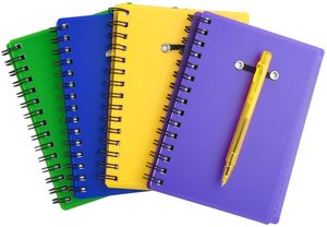 LABON 4 Pieces Spiral <strong>Notebook</strong> Pocket Notepad <strong>With</strong> Pen in Holder and Sticky <strong>Notes</strong>, Page Marker <strong>Index</strong> Tabs Flags - Product Image 2