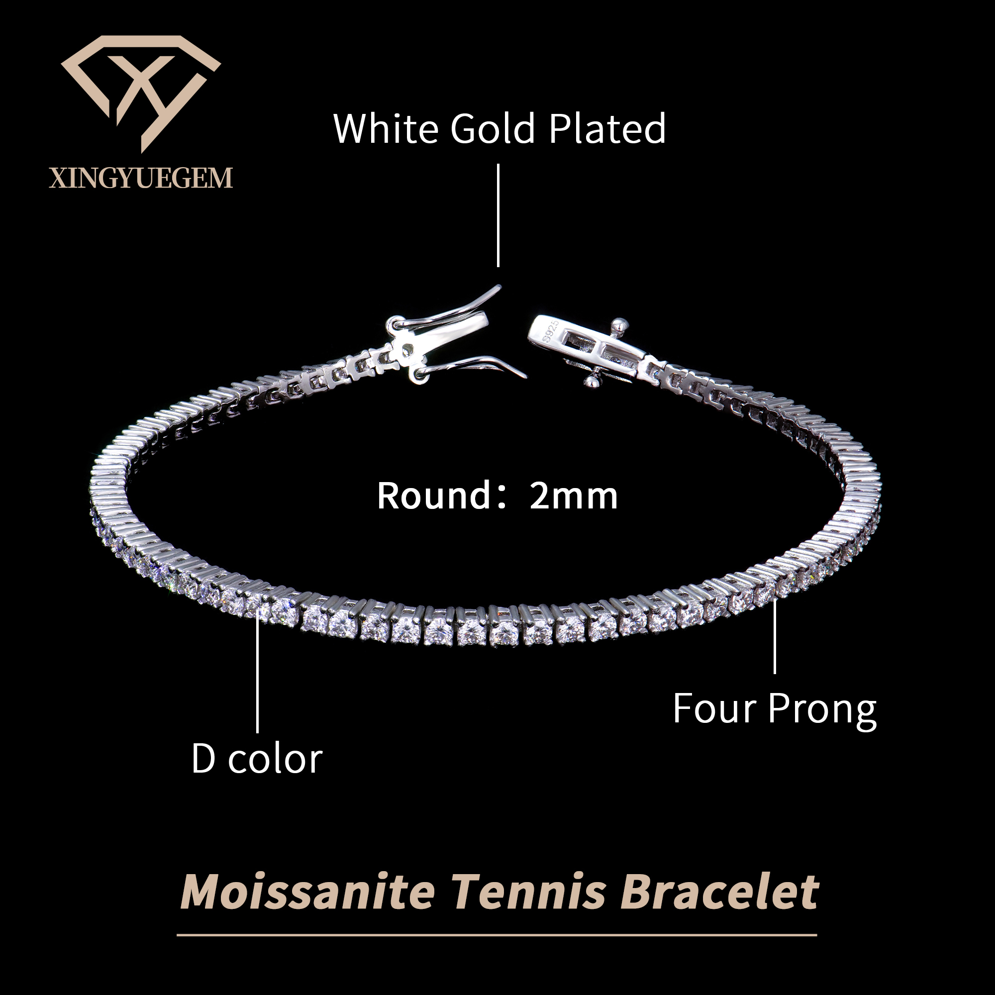 Placcato in oro bianco 2 mm