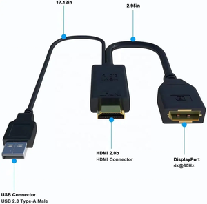Convertidor de cable de salida de puerto HDMI a Displayport 4K con alimentación USB 2.0b 4K 60Hz Adaptador HDMI a DP para PC TV XboX Monitor PS4 - Product Image 2