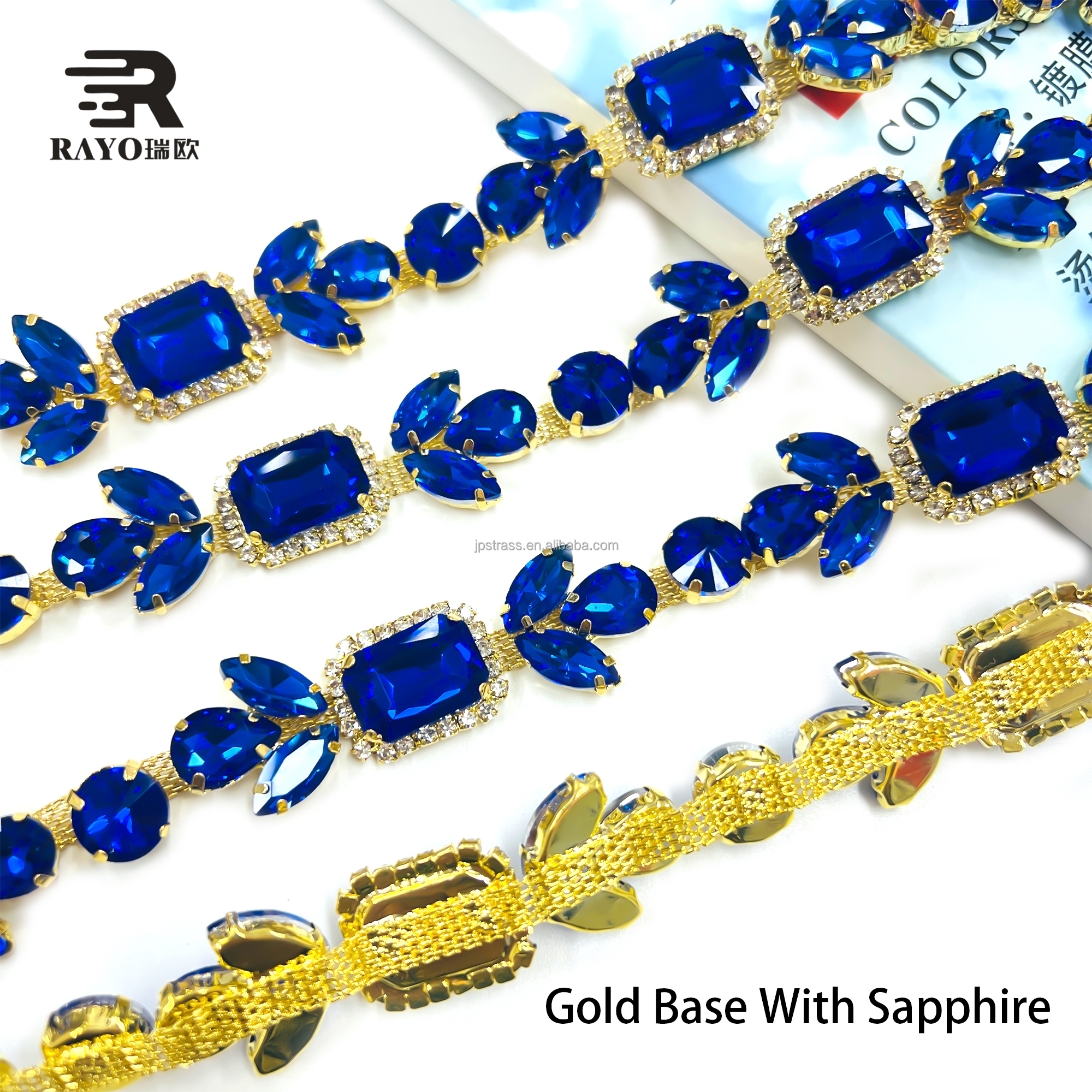 Gold base with sapphire