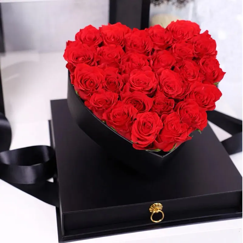 वैलेंटाइन्स डे उपहार 2024 फूल पैकेजिंग बॉक्स पेपर कार्ड दिल का आकार गुलाब फूल बॉक्स