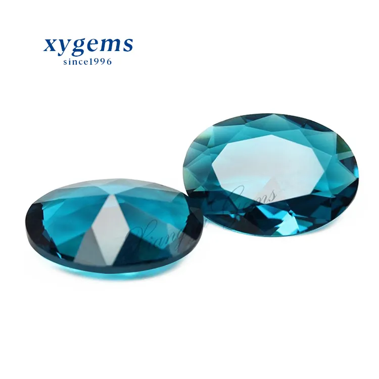 Wholesale Air stone Oval Diamond Cut Blue Crystal Gems