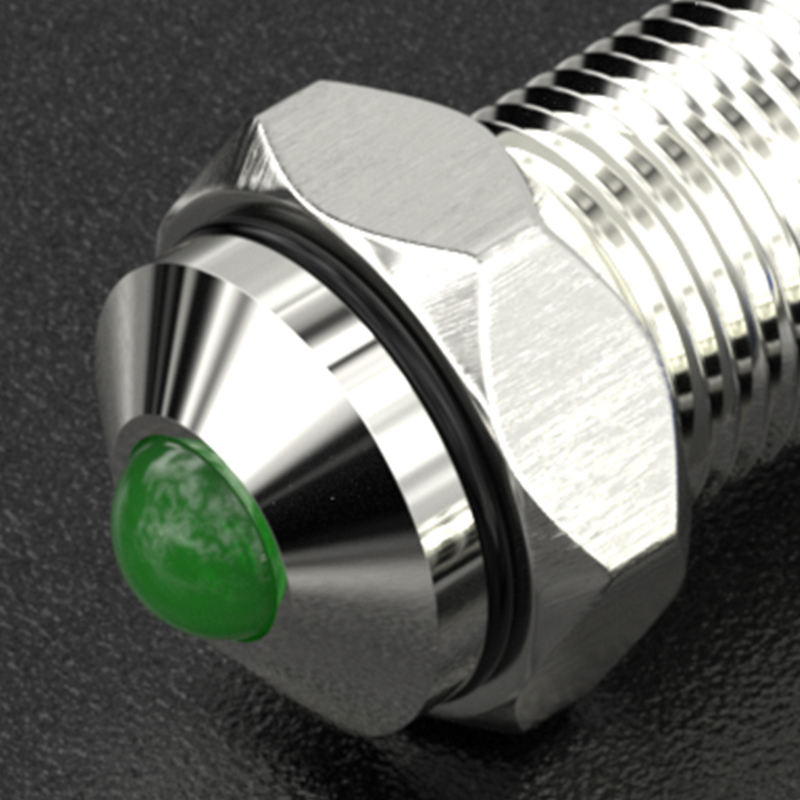 Laiton nickelé 8MM| Tête bombée| 24 V| LED rouge