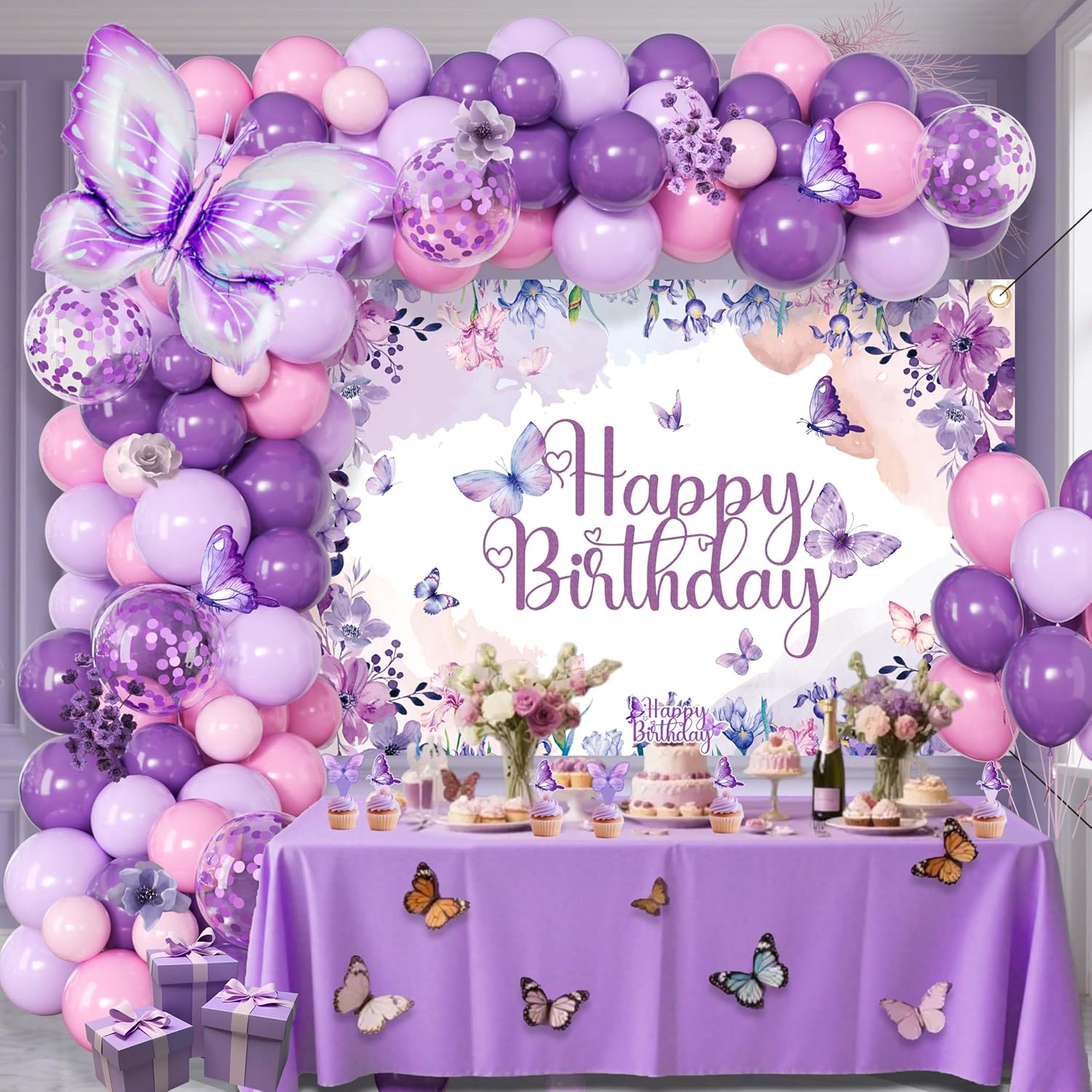 Kit ghirlanda palloncino rosa e viola 7