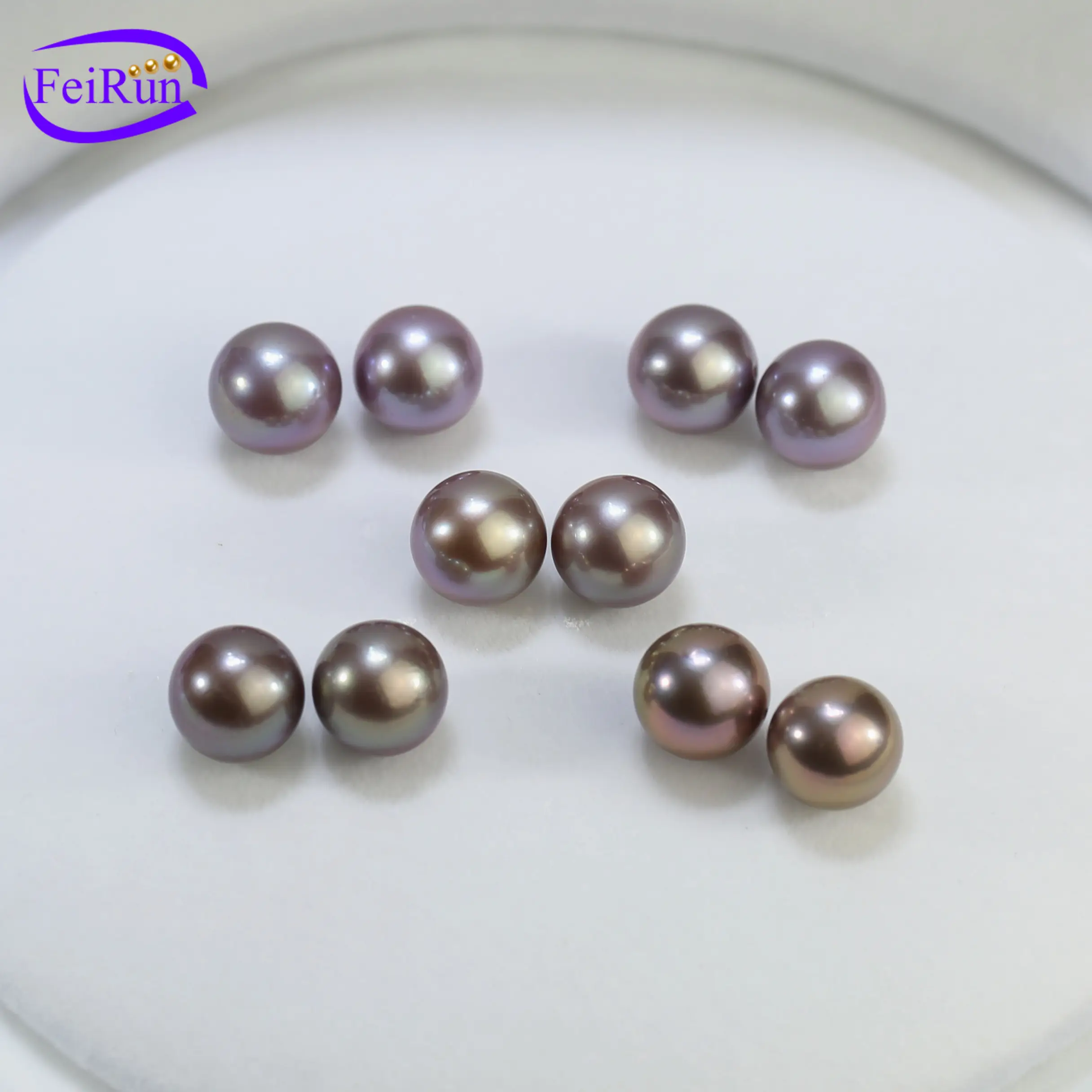 FEIRUN wholesale 12-13 purple AA+ round natural color beads freshwater loose pearls low price for sale