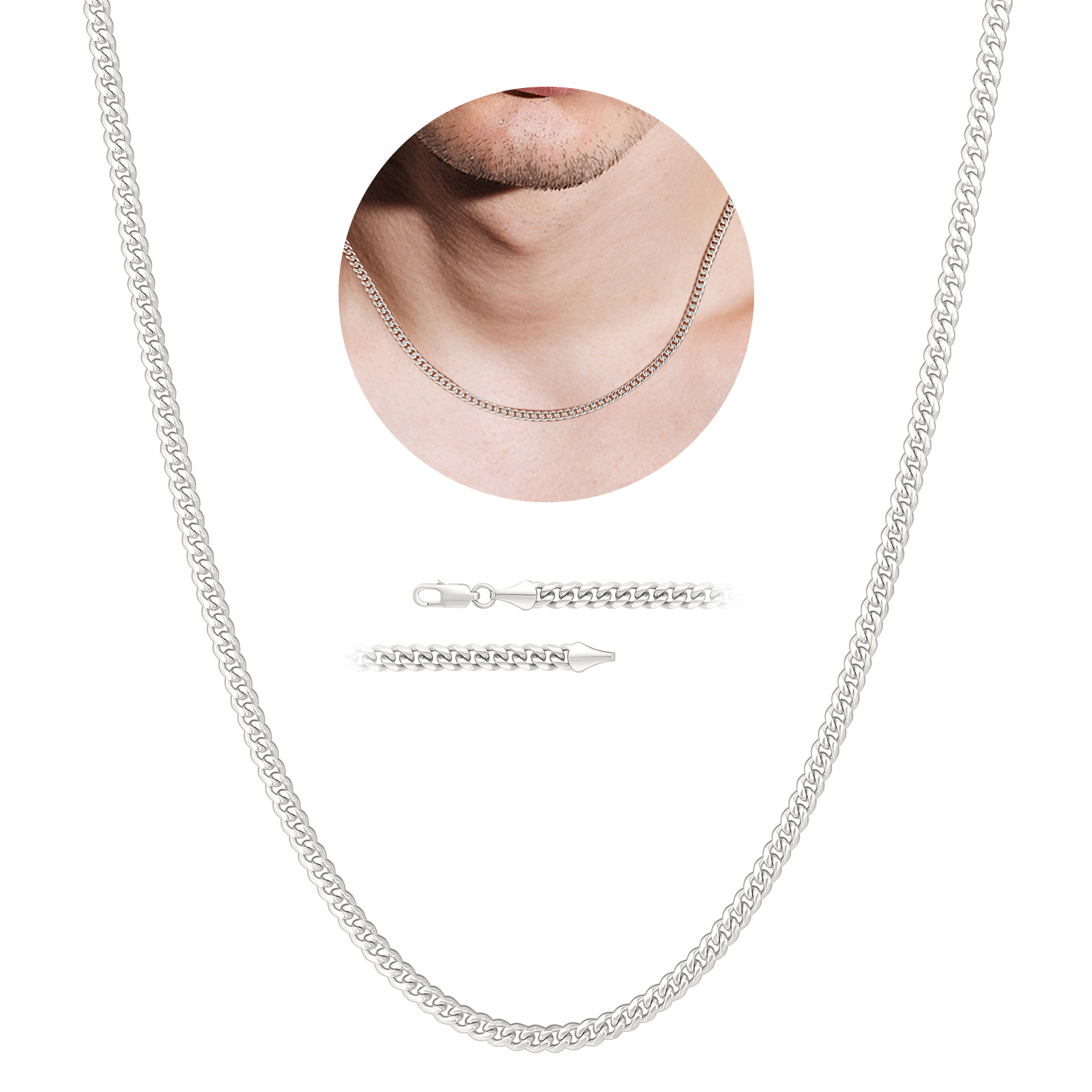 Argent Sterling 925 Plaqué 3MM