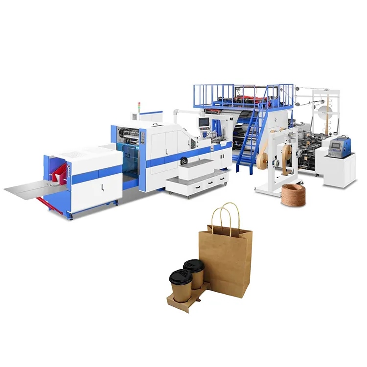 Machine de fabrication de grands sacs en papier kraft entièrement automatique à fond carré à alimentation en rouleau prix de la machine de fabrication de sacs en papier kraft carrés à grande vitesse