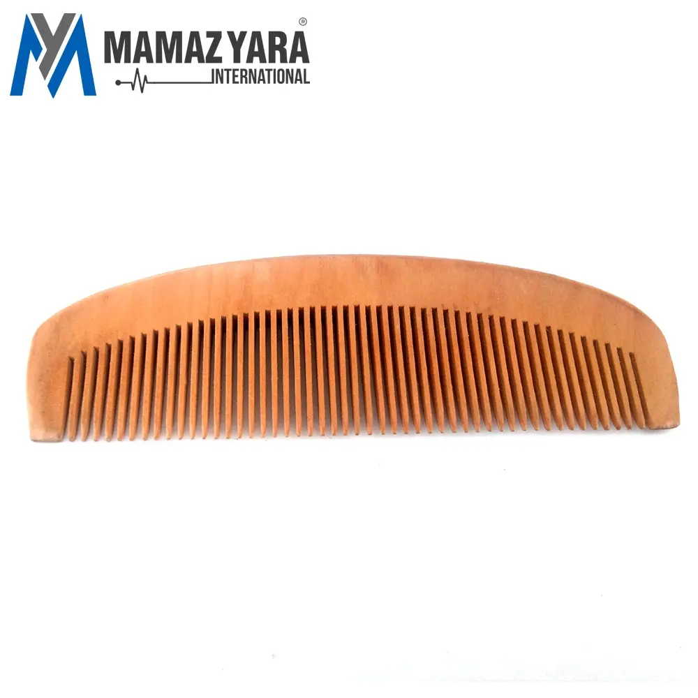 Peine de pelo de madera Natural con LOGO personalizado profesional, para bigote, Barba, peluquería, MYI-BTY-0033